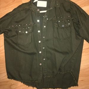 Zara army green studded jacket